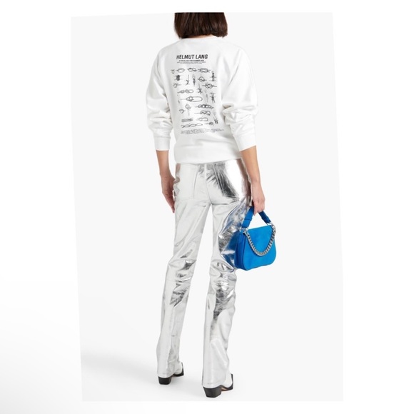 New! HELMUT LANG Mirror Crinkled Straight Leather Pants - Picture 6 of 12